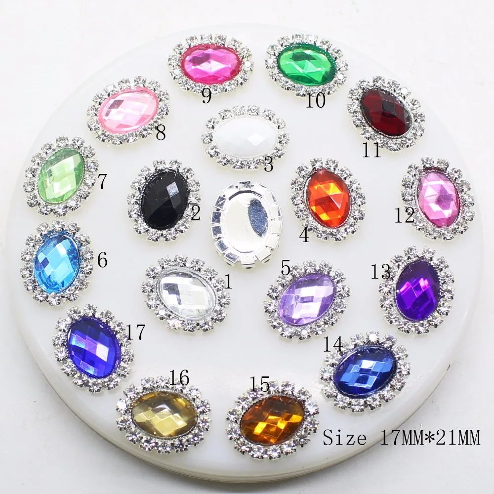 New 10Pcs/lot 17x21MM Oval Acrylic Rhinestone Jewelry Handmade DIY Wedding invitation Flat back Embellishment Decoration