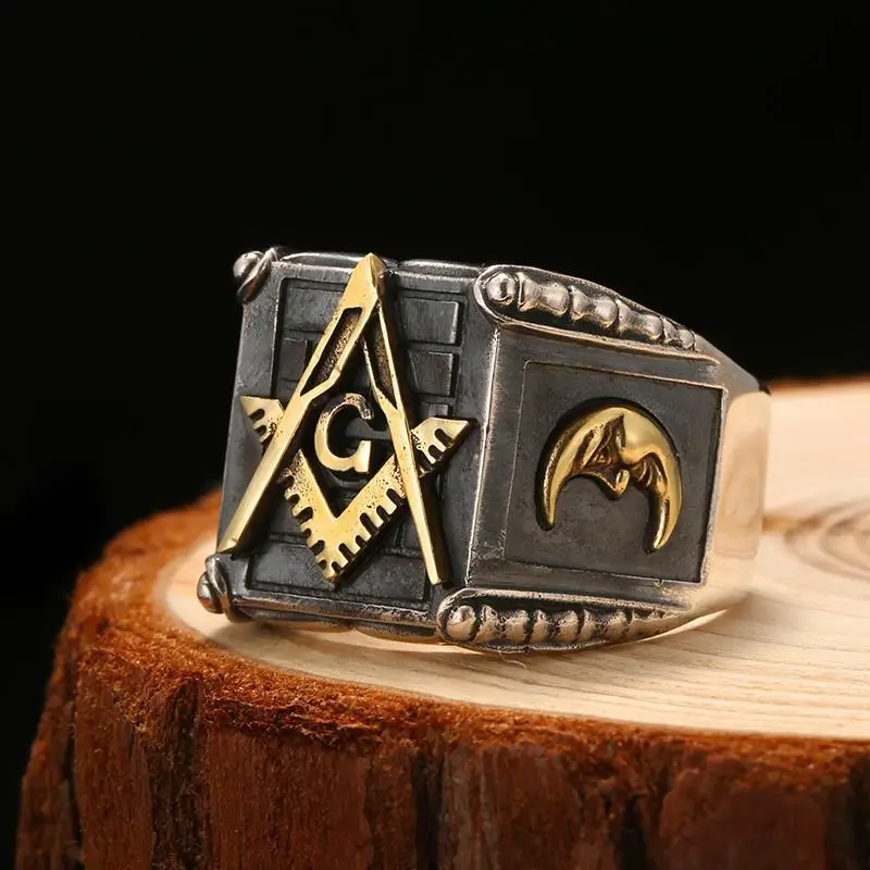 New Thai silver sun moon geometric ring designer original unique craft punk style domineering exaggerated men\'s jewelry