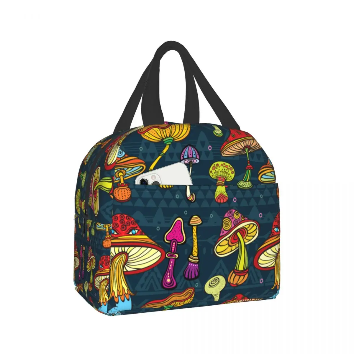 

NOISYDESIGNS Lunch Food Box Bag Insulated Thermal Food Picnic Lunch Bag for Women kids Men Cooler Tote Bag Cute Color Mushrooms