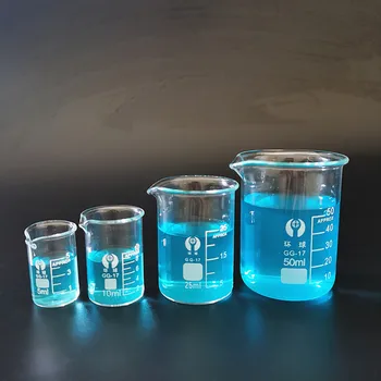 1pc/lot Capacity 5ml/10ml/25ml/50ml Glass Beaker For Laboratory Tests, Measuring Cup Volumetric Glassware For Experiments