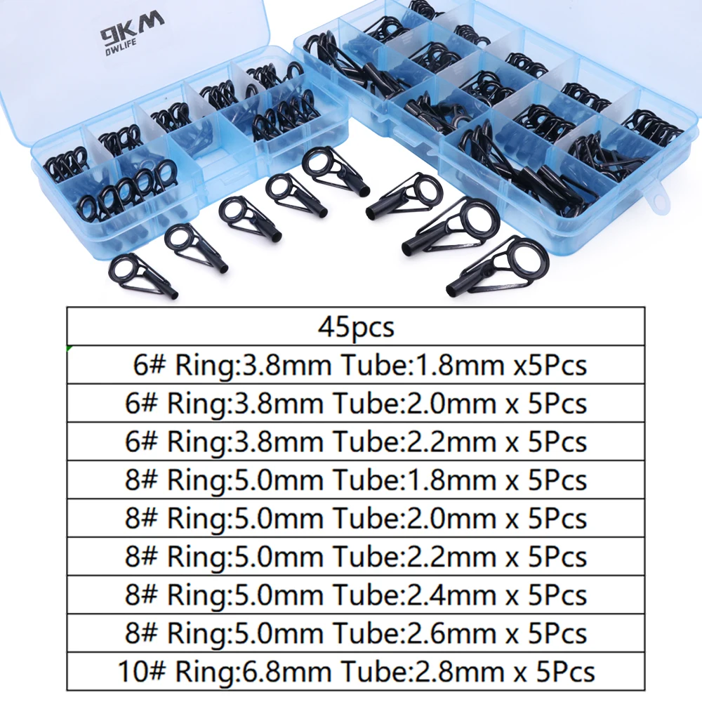 Angelrute Guide Tip Reparatur Kit Set 24 ~ 230Pcs Angelrute Gebäude Guide Edelstahl Keramik Ring Salzwasser Süßwasser angeln Box