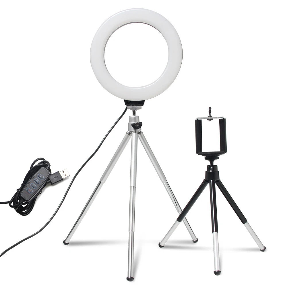 6inch Selfie Ring Light - LED Ring Light with Tripod Stand, Adjustable Phone Clip for Live Video, Makeup, Photography and Vlog