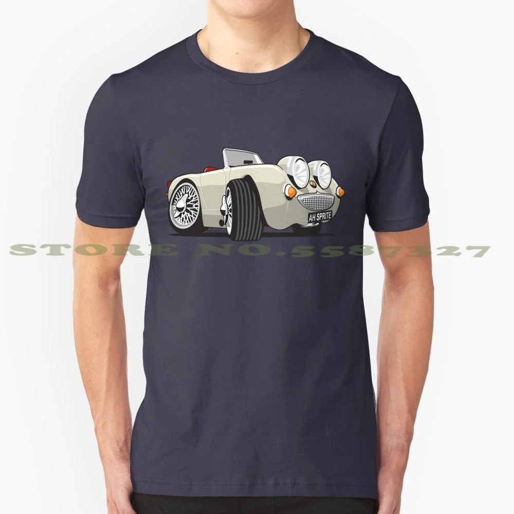 Austin Healey Sprite Caricature Old English White 100% Pure Cotton T-Shirt Austin Healey Ahs Sprite Mark 1 Frogeye Bugeye