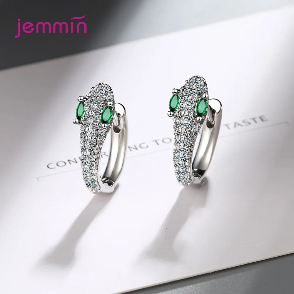 925 Sterling Silver Retro Snake Crystal Hoop Earrings For Women Girls Wedding Trend Fashion Jewelry Wholesale