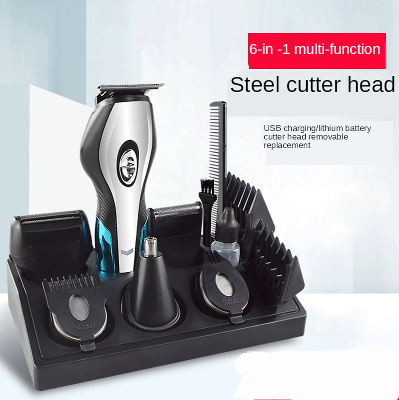6 in 1 Electric Hair Clipper profession Digital Hair Trimmer beard Rechargeable For men Haircut Shaving Barber Shop Rechargeable