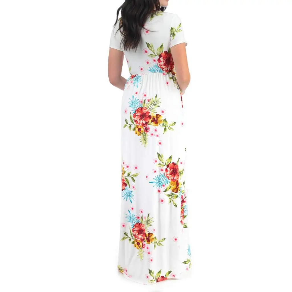 Women\'s Maternity Dresses Short Sleeve Leaf Print Dress Pregnancy Sundress Women Pregnants Fashion Soft Polyester Dresses S-XL