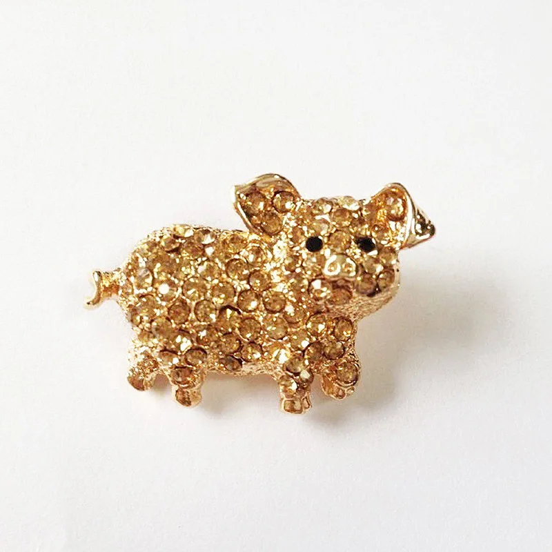 2020 Pink Pig Animal Brooches For Women Rhinestone Cute Pins Shinny Crystal Brooches For Girls Dress Brooch Pins Jewelry