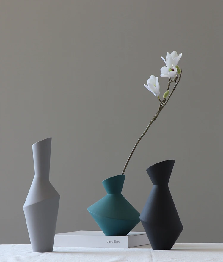 

Nordic Style Home Furnishings Creative Vase Abstract Handicraft Soft Geometric Ceramic Flower Living Room