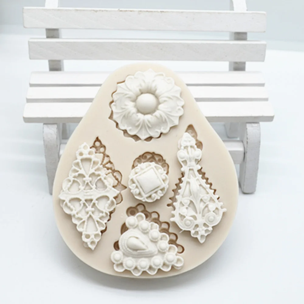 Gem Cake Border Silicone Resin Molds For Baking Gem Jewelry Relief Fondant Cake Decorating Tools Chocolate Candy Moulds