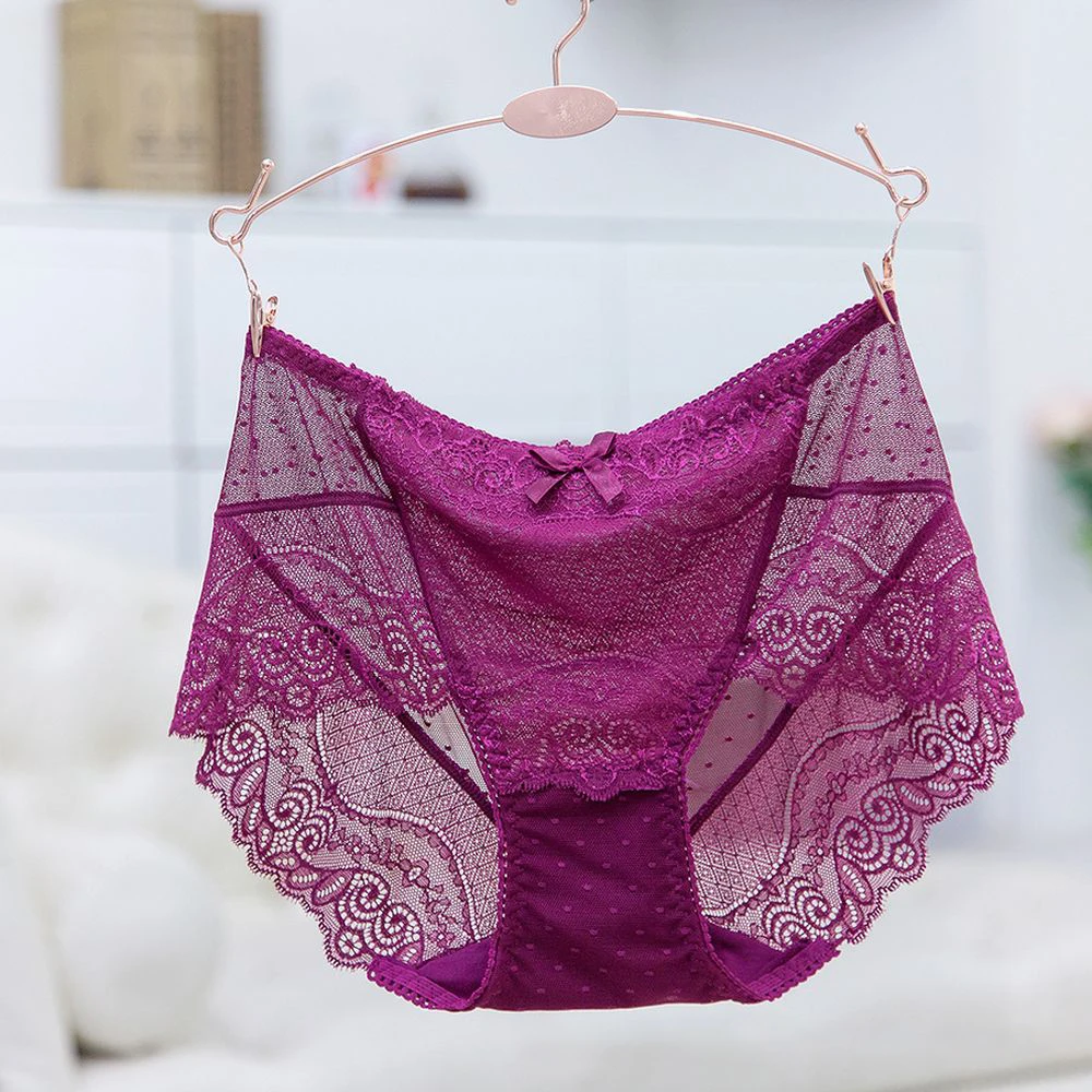 

Women High-Waist Panties Sexy Lingerie Ladies Transparent Mesh Underwear Women Polka Dot Bri Perspective Panties Lace Briefs