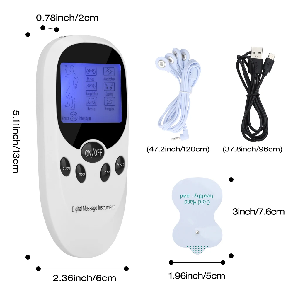 Masajeador corporal TENS, dispositivo de terapia EMS de acupuntura Digital, 6 modos, estimulador muscular de pulso eléctrico, alivio del dolor para