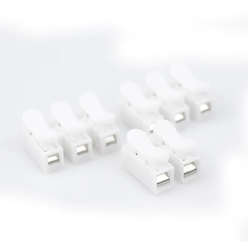 Conector rápido de Cable de resorte de CH-2, terminales de crimpado eléctrico, abrazadera de Cable de empalme de bloque, tira Led de ajuste fácil, 10 unids/lote