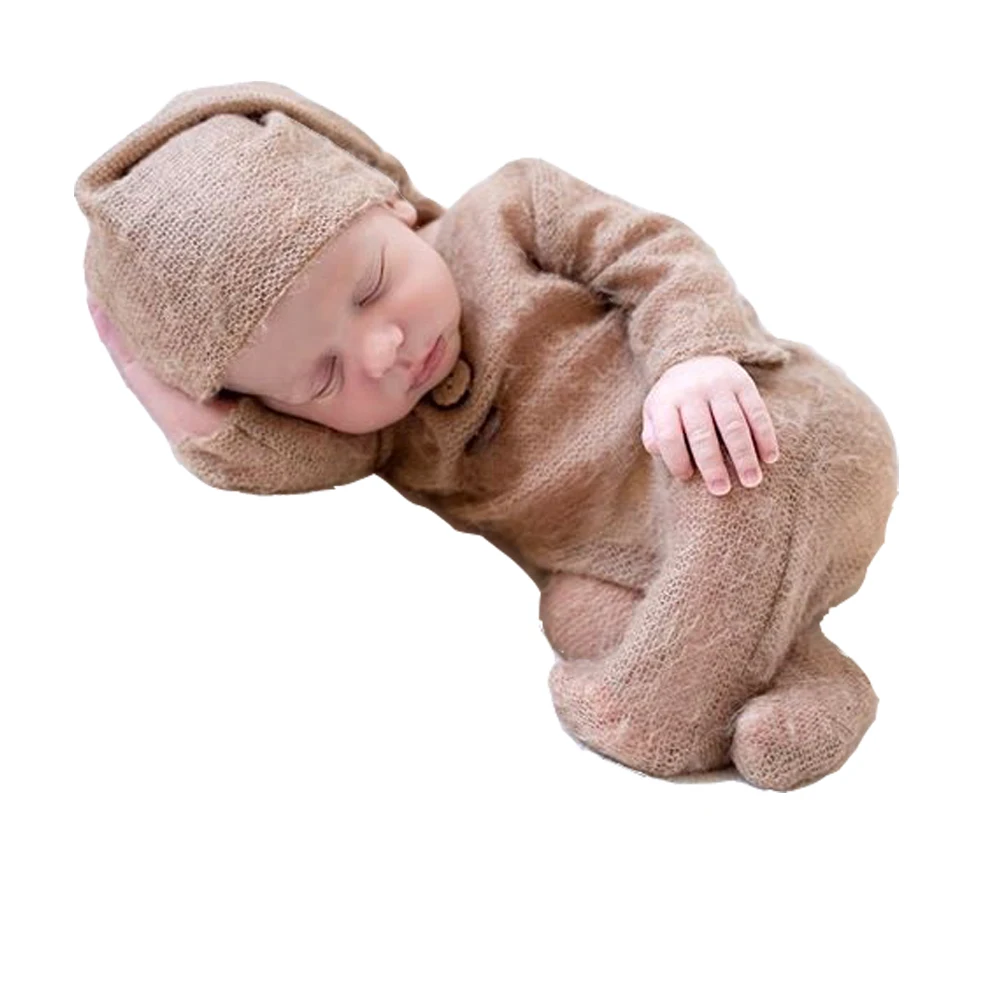 Newborn Photography Props Romper Set Hat bebe Reborn Accesorios De fotografia Baby Photo Studio Shoot Clothes Boy Outfit Costume