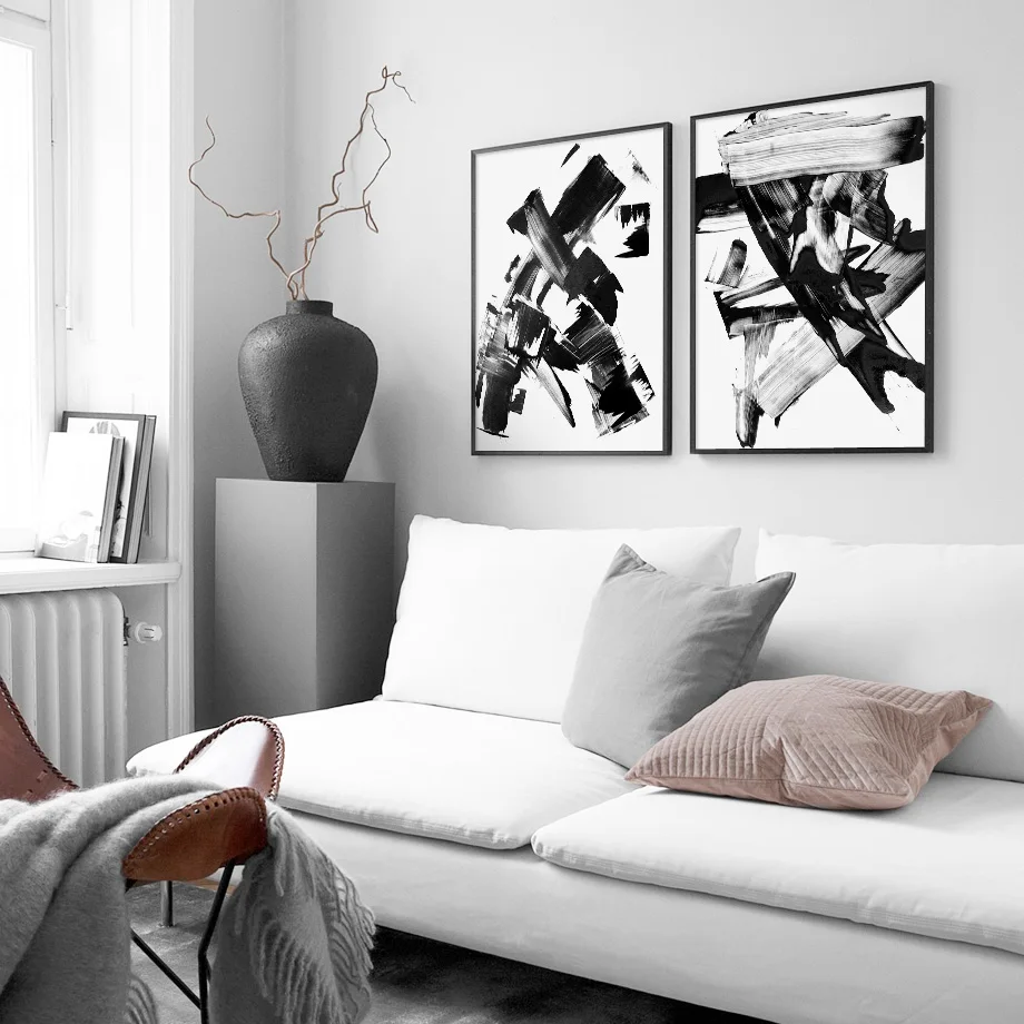 Abstract ink Brush Graffiti BLACK STROKES Wall Art Canvas Painting Nordic Posters And Prints Wall Pictures For Living Room Decor