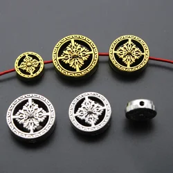 10Pcs 12/16/18mm Tibetan Silver Gold Plated Metal Flower Spacer Beads Charm for Jewelry Bracelet Making DIY Handmade Accessories