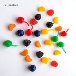 20pcs 3D Simulation Fruit Fake Cherry/Blueberry/Strawberry Resin Miniature Art Cabochon DIY Decorative Craft Scrapbooking