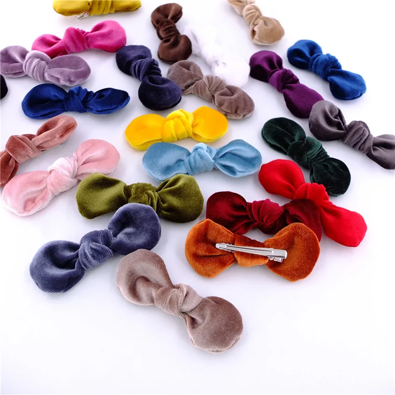 MengNa 24pc/lot 2021 New 4inch Velvet Bow Nylon Headband or Clip Cute Baby Girls Velvet Bows Hairpins Hairgrips Hair Accessories