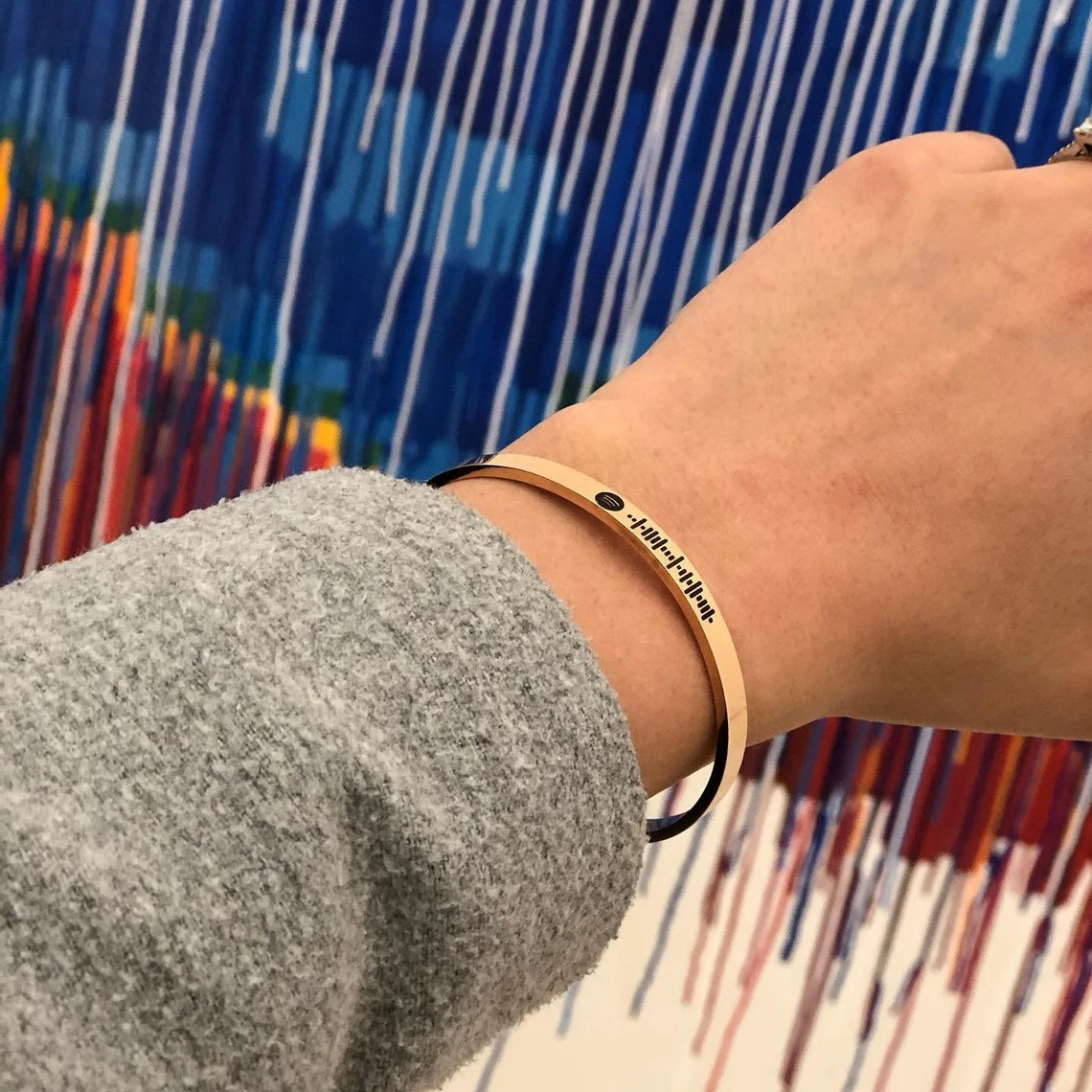 Personalized Music Spotify Scan Code Cuff Bangle For Women Stainless Steel Bracelet Custom Laser Engraving Spotify Code Jewelry
