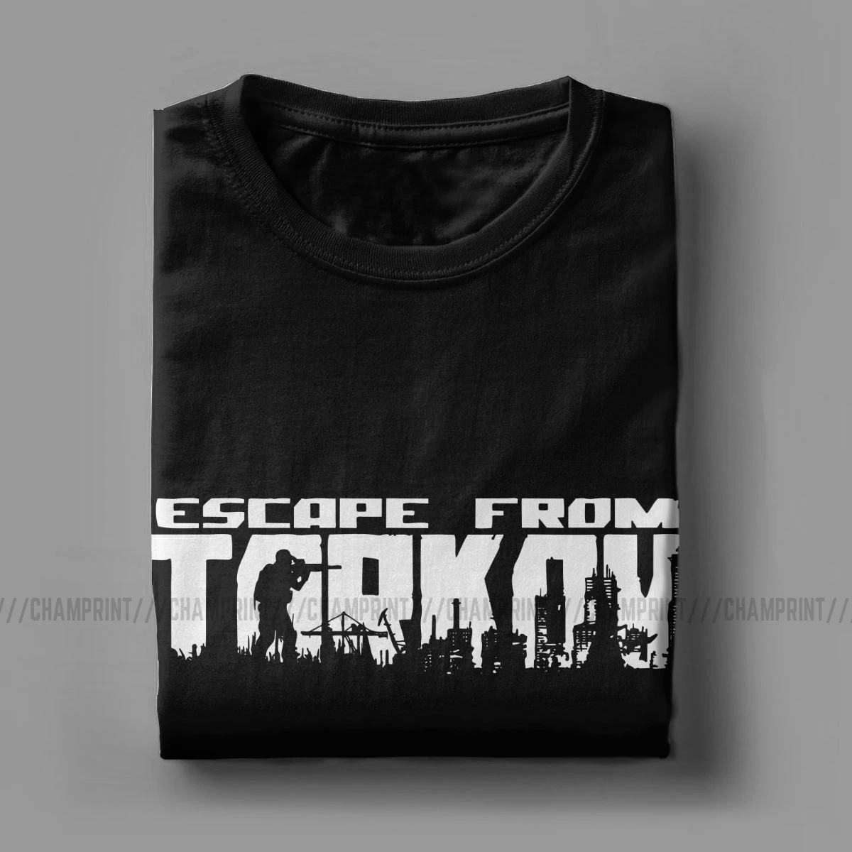 Escape From Tarkov Logo T Shirt for Men 100% Cotton Casual T-Shirt O Neck Survival Shooter Game Tees Short Sleeve Tops 5XL 6XL