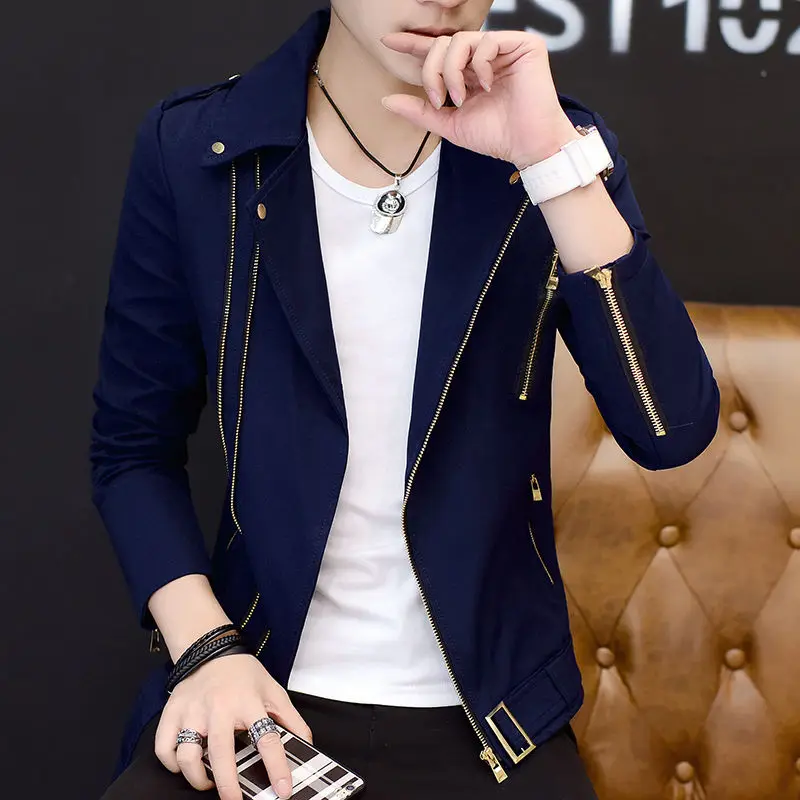 2024 Spring And Autumn New Jacket Men\'s Sports Trend Youth Lapel Handsome Slim Trendy Outerwear