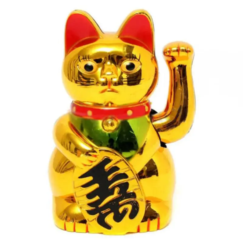 Gold Maneki Neko Cute Lucky Cat Electric Craft Art Home Shop Hotel Drop Ship