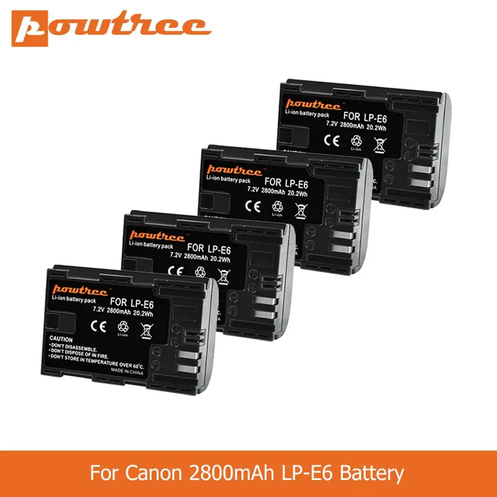 POWTREE 2800MAh LP-E6 LP E6 LPE6 Camera Pin Cho Máy Canon 5D Mark II III 7D 60D EOS 6D 70D 80D Cho Canon Phụ Kiện L50