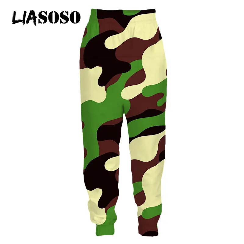 Liasoso folha camuflagem tático calças casuais jogging legal calças soltas streetwear impressão 3d feminino moletom dos homens hip hop roupas