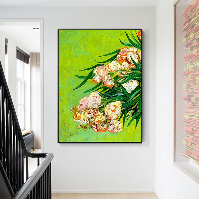 Pure hand-painted Oil Painting Decorative Painting The Entrance Of New Chinese Peony Paintings Restaurant Dining Hallway Mural M