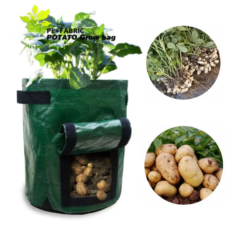 Potato Grown Bags Wall Vertical Garden Hanging PE Planter Bag Flower Vegetable Plants Pouch Pockets Garden Supplies a