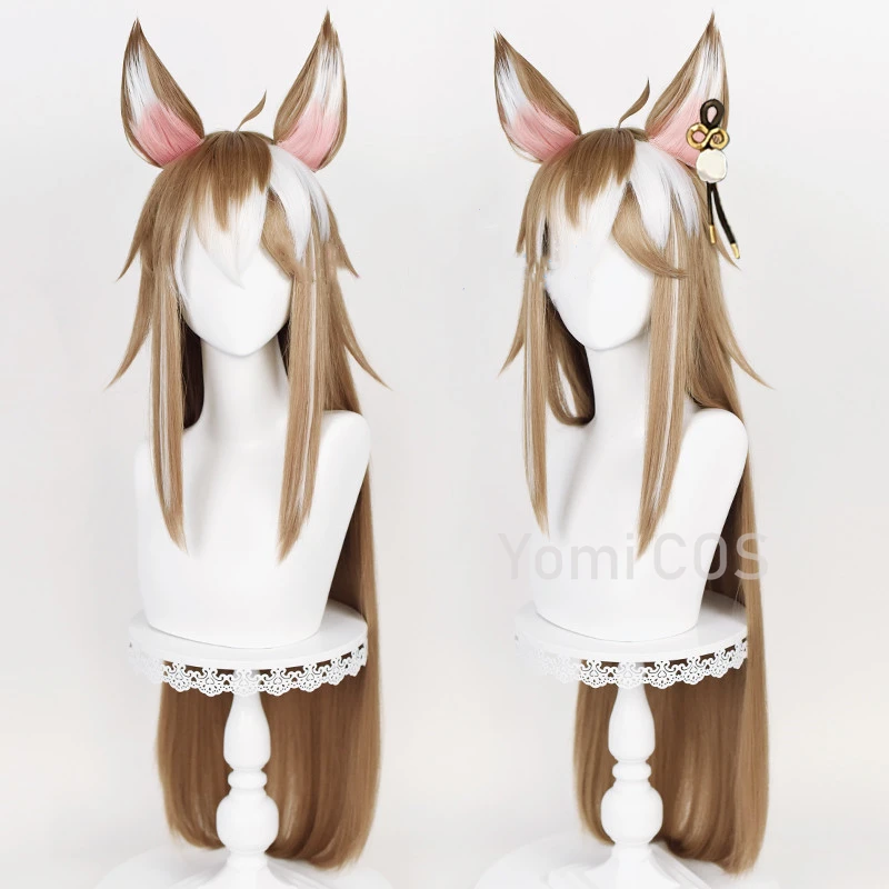 Game Genshin Impact Miss Hina Cosplay Wig Gorou Cosplay Wig Gorou Sexual Transformation Hair Women Wig Plush Ears Accessories