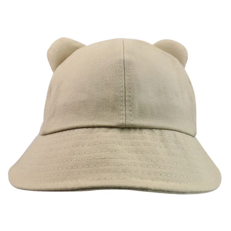 FOXMOTHER New Cute Fashion Yellow Pink Solid Color Cat Ears Bucket Hat Women Korean