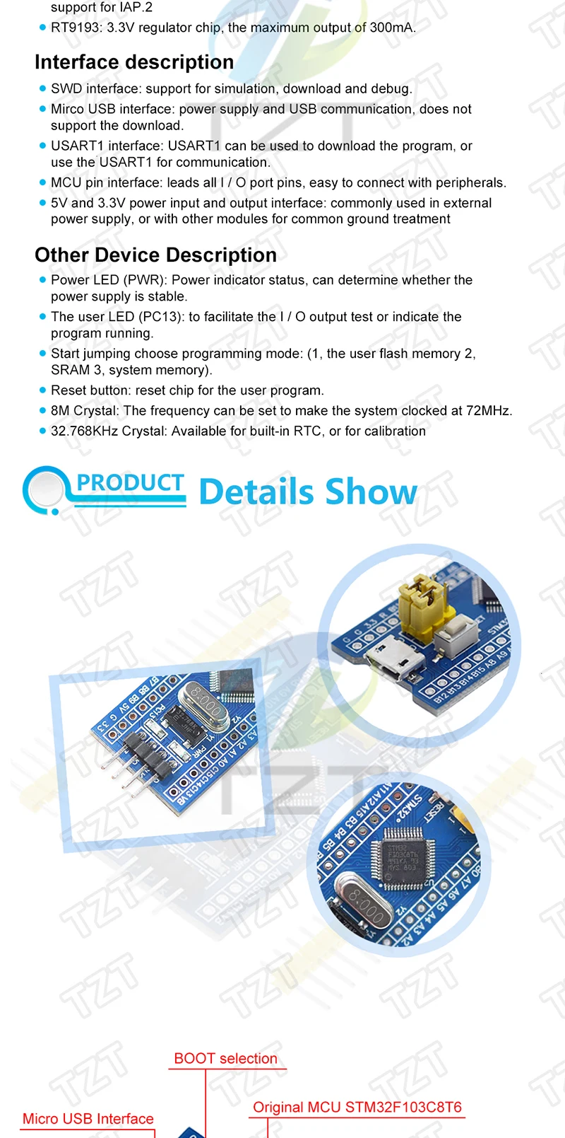 TZT STM32F103C8T6 CH32F103C8T6 ARM STM32 Minimum System Development Board STM32F401 STM32F411 + ST-LINK V2 Download Programmierer – Detail 13