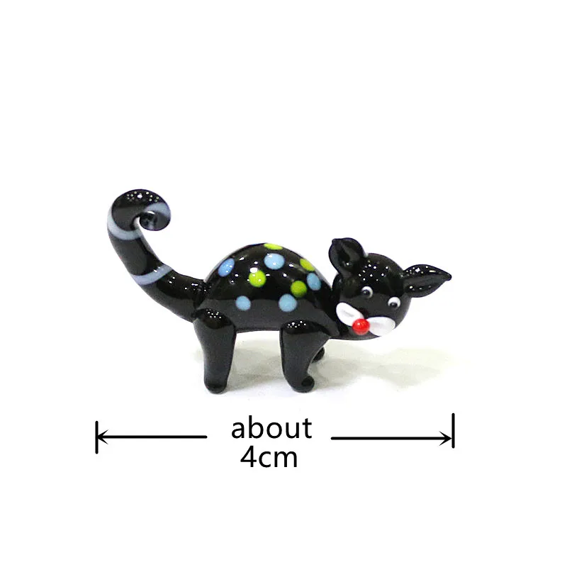 Handmade Murano Glass Cat Miniature Figurines Japanese Style Home Tabletop Kawaii Decoration Cute Pet Animals Ornaments For Kids