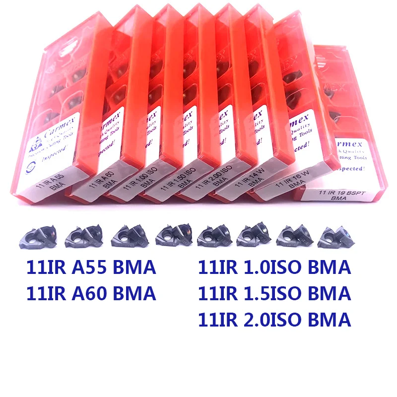 10pcs 11ER 11IR A55 A60 0.5/1.0/ 1.5/1.75/2.0/2.5ISO BMA 100% Original Carmex Carbide Inserts CNC Lathe Tool Thread Turning Tool