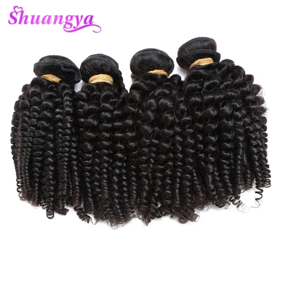 Funmi-Peruano Bouncy Cabelo Encaracolado Tece, 100% Pacotes de Cabelo Humano, Tingidos e Branqueados, Shuangya Remy Hair, 4 Pacotes