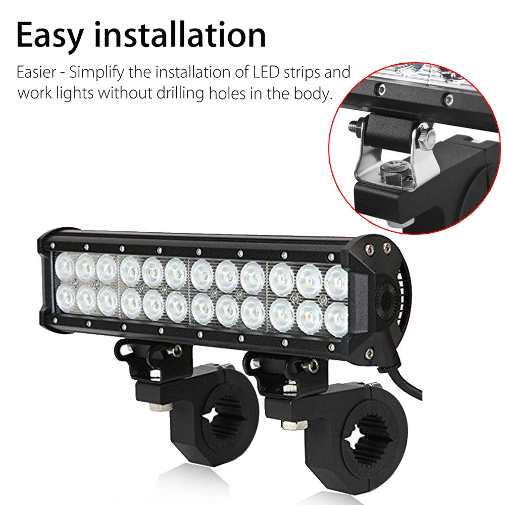 Bediffer Morsetto per Staffa di Montaggio per fanale Posteriore 2 Pezzi Supporto di Montaggio per bullbar in Lega di Alluminio per Scooter con Forcella Anteriore 30-45 mm(Argento),Altre luci