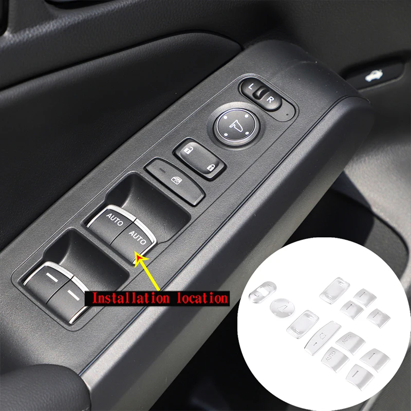 

12 Pieces For Honda Civic 11th 2022 Car Styling Stainless Steel Trim Window Glass Lift Button Stickers Interior Car Accessories