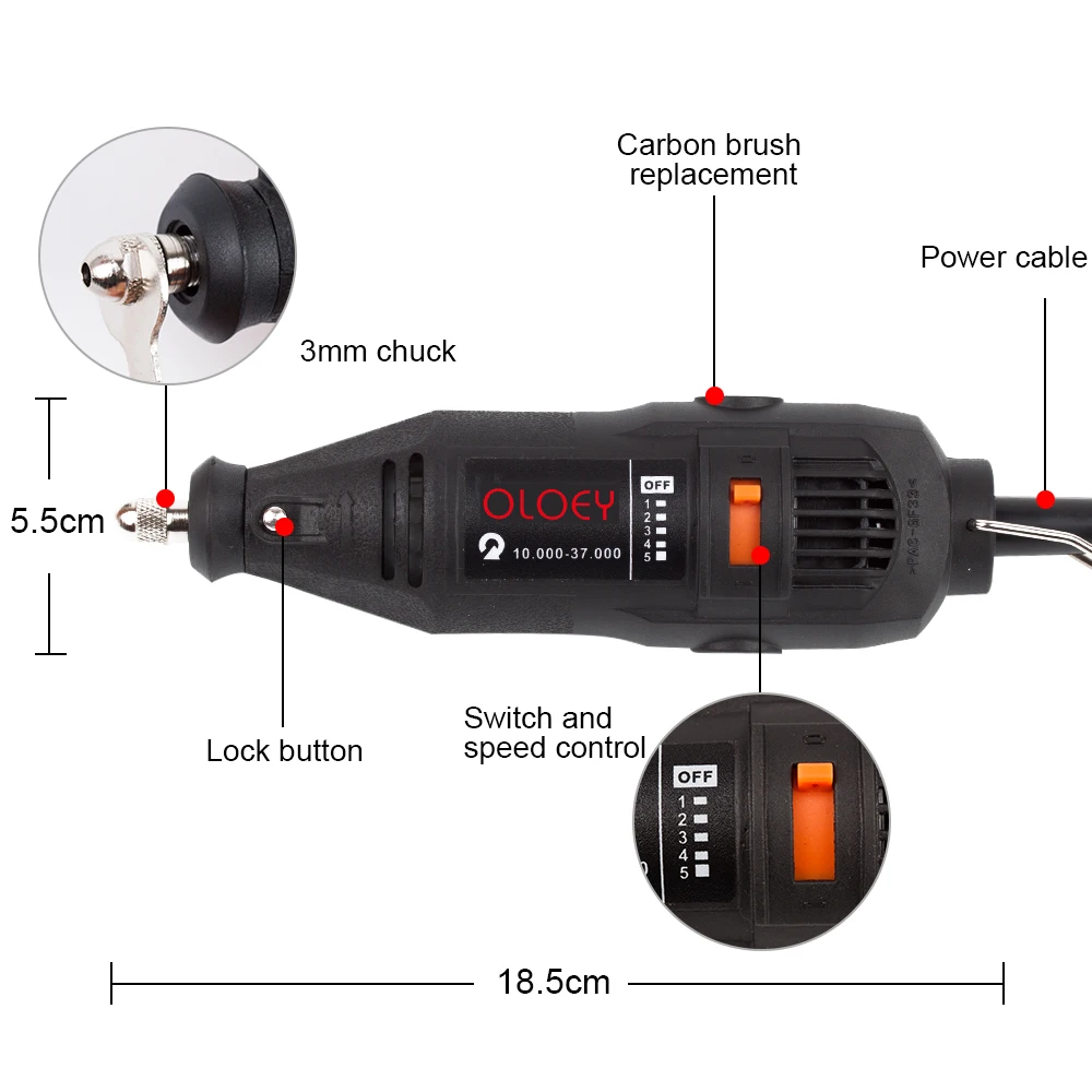 180W Electric Dremel Mini Drill Electric Drill Orbital Polisher  Rotary Tool Grinder  Mini-mill Grinding Machine Drills