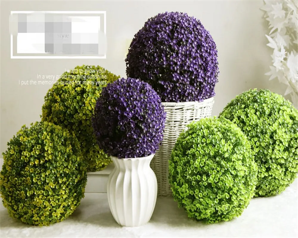 Artificial Plants Large Green Imitation Plastic Grass Boule for Home Garden Outdoor Decoration Fake Flower Ball