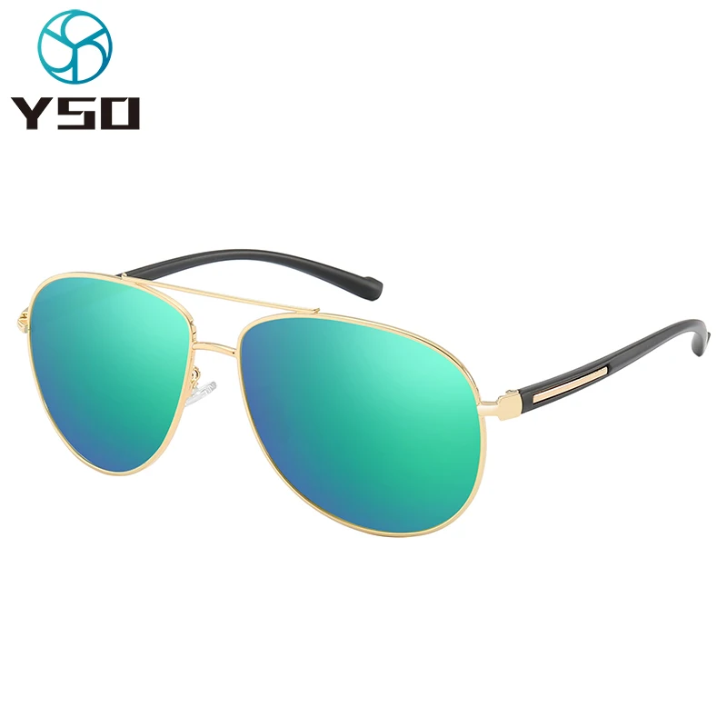 

YSO Green Oversized Lens Sunglasses For Men Metal Frame Polarized UV Protection Glasses For Car Driving Man Sunglasses 2362