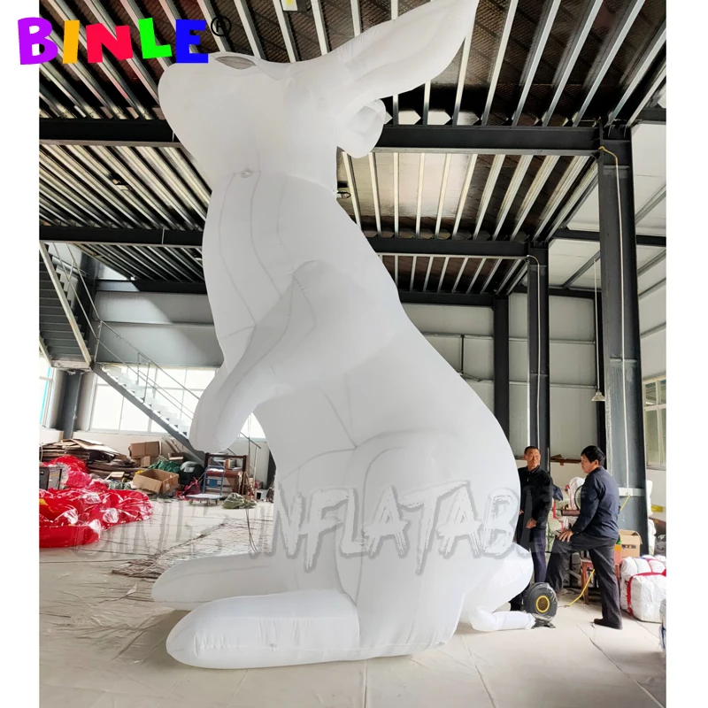 Di notte visualizzato gigante bianco coniglio gonfiabile con LED, coniglio gonfiabile palloncino, gonfiabile del coniglio di coniglietto per la decorazione Di Pasqua