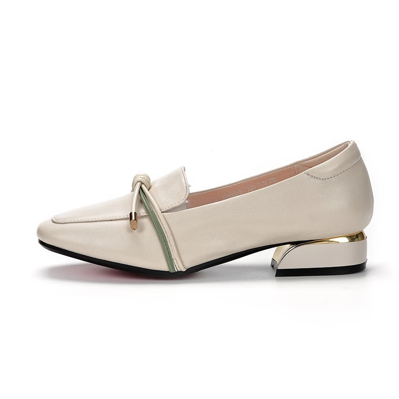 Spring Summer Women's Genuine Leather Med Heels New High Quality Shoes Classic Black Pumps For Office Ladies Sexy Heels Shoes