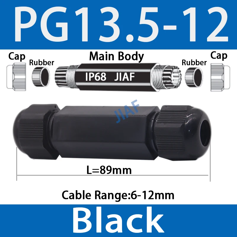 Plastic Cable Gland Waterproof IP68 Double Ended Joint Nylon Plastic Line Fixed Sealing Joint