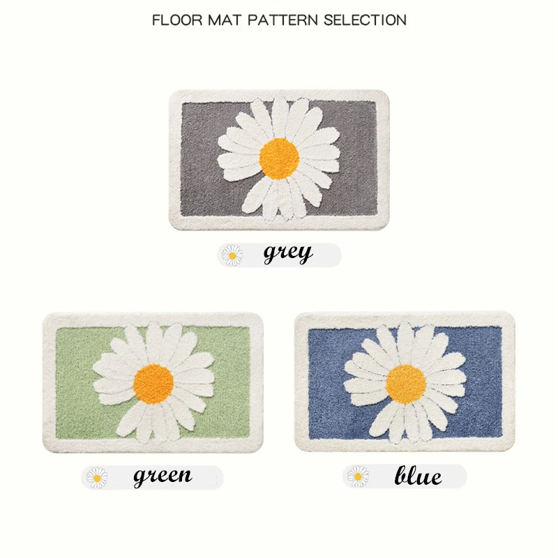 Daisy Entrance Door Mat for Bedroom Living Room Super Absorbent Kitchen Carpets Non-Slip Bathroom Floor Rugs Soft Foot Pad Rug