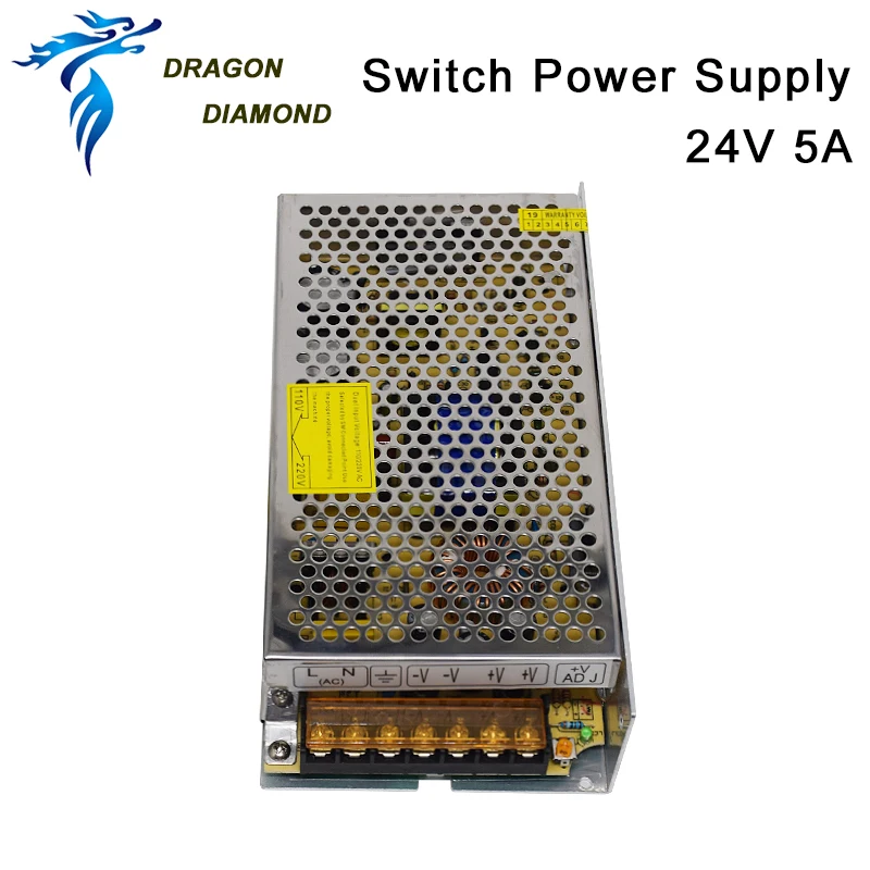 Fuente de alimentación con interruptor láser Co2, 24V CC, 5A, para controlador de Rudia Trocen, grabador y máquina de corte