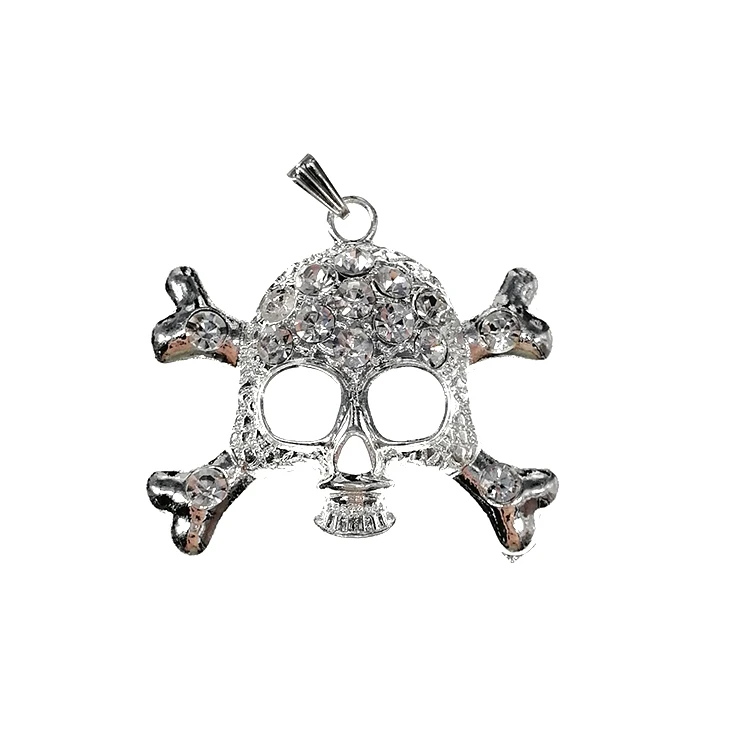 

Skull Crossbone Pendant Necklace Charm Ladies Women Halloween Event Fashion Jewelry Clear Rhinestone Pendant Charm