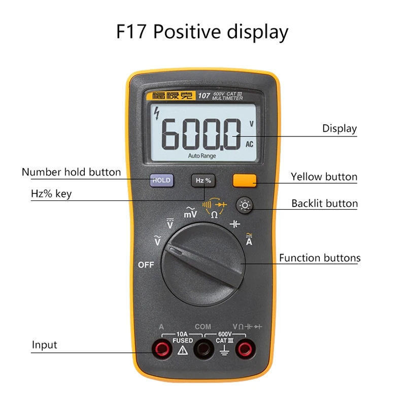 Fluke 107 ปาล์มขนาดพกพา/มัลติมิเตอร์แบบดิจิตอลแบบใช้มือถือขนาด F107 Multifunction ดิจิตอล Fluke มัลติมิเตอร์