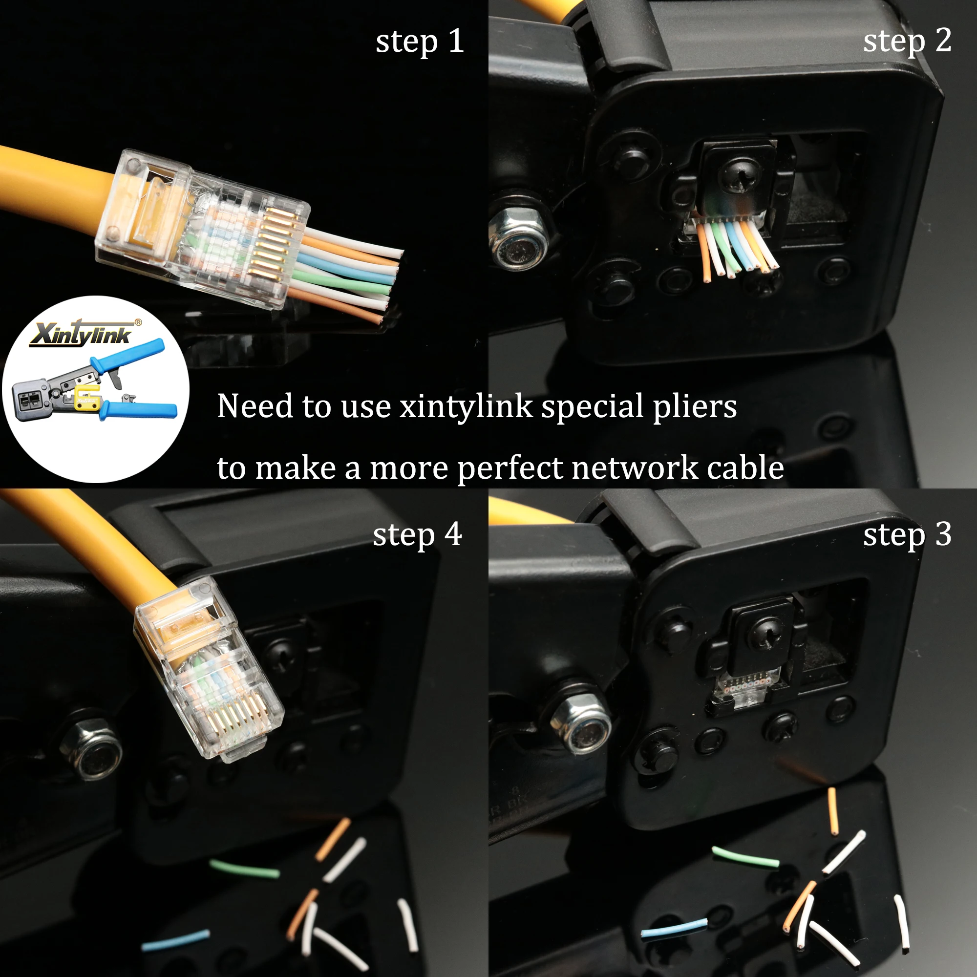 Imagem -06 - Conector rg 45 Plug Cat5 Cat5e Cat6 Rede 8p8c Utp Cabo Ethernet Jack Não Blindado Rj45 500 ou 1000 Pcs Xintylink-rj45