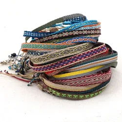 GO2Boho Woven Autumn Winter Pattern Stylish Gift Cool Multicolor Handmade Bracelet Bohimian Bangle Unisex Wholesale Adjustable