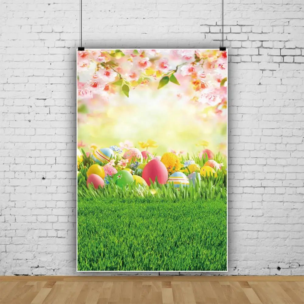 Yeele背景写真撮影春自然景観イースターの花の緑の草卵intreior背景photocall